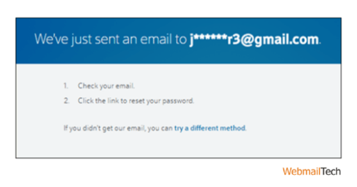 If you want to reset your password via email, check your inbox and click on Reset my password.