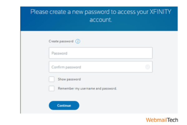 Create a new password and verify this too.