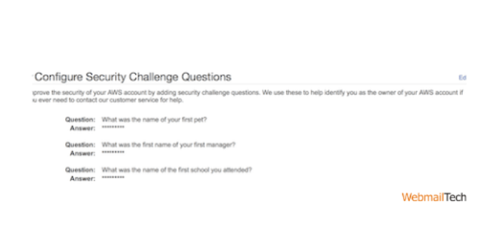 Move to a Security Challenge Questions Configuration section.
