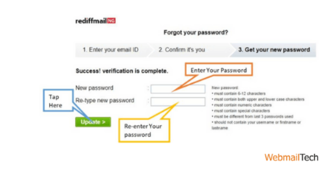 Create new password