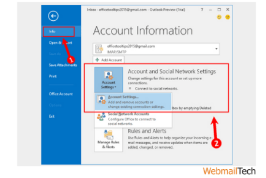 ATT Email Configuration For Outlook 2016